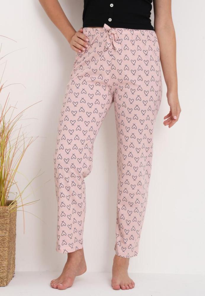 Pantaloni de Pijama Dama ,Culoare Roz Pudrat cu Negru ,Engros